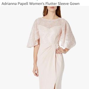 Adrianna Papell Womens Flutter Sleeve Gown